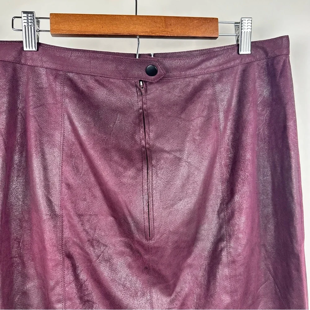 FREE PEOPLE Rumi Ruched Faux Suede Leather Mini Skirt Burgundy